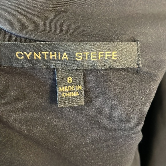 CYNTHIA STEFFE Jacquard textured SKATER cocktail DRESS / BLACK / Box PLEATS 8 - Picture 9 of 14